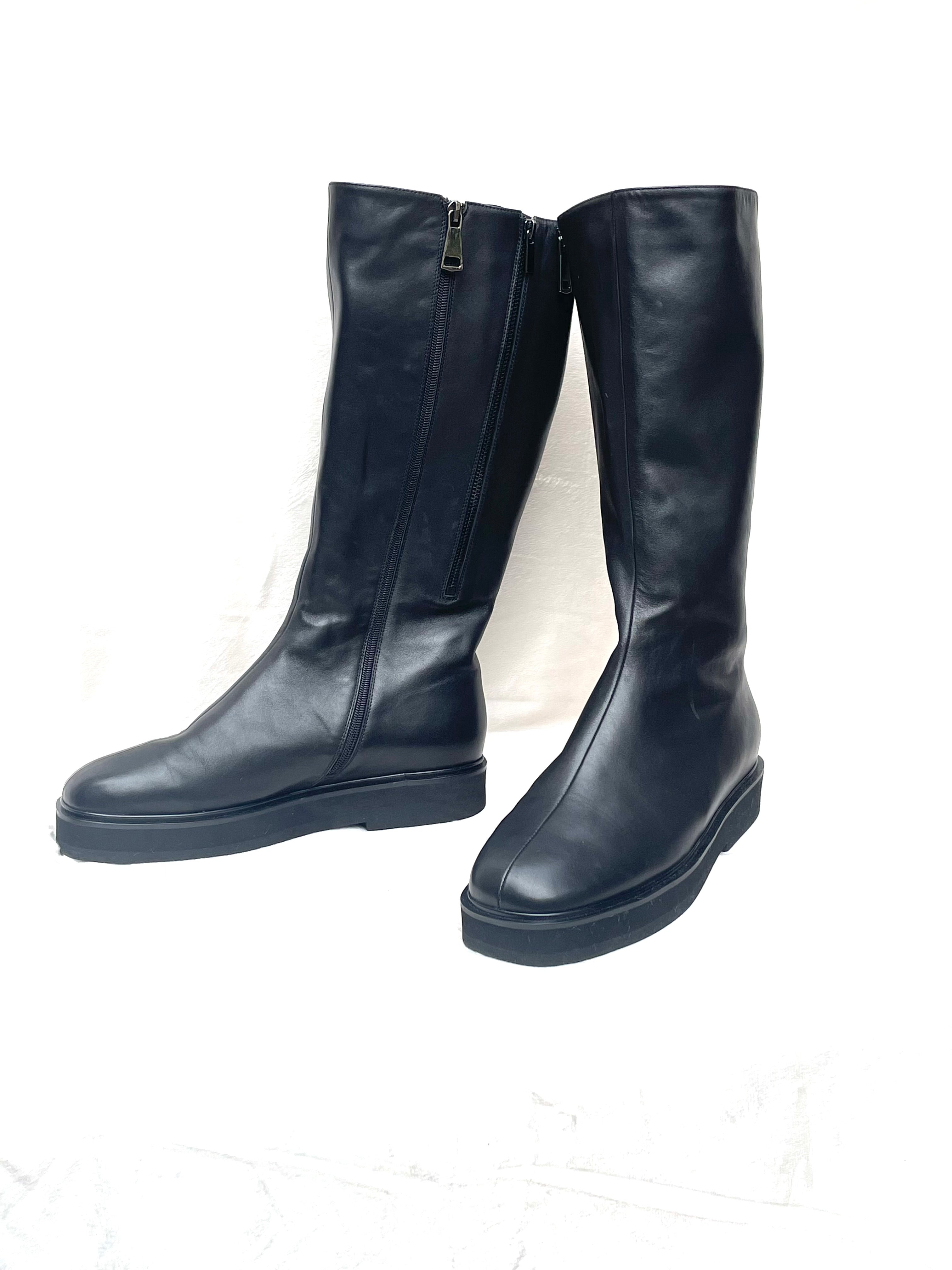 Leather Tall Platform Boots Women's