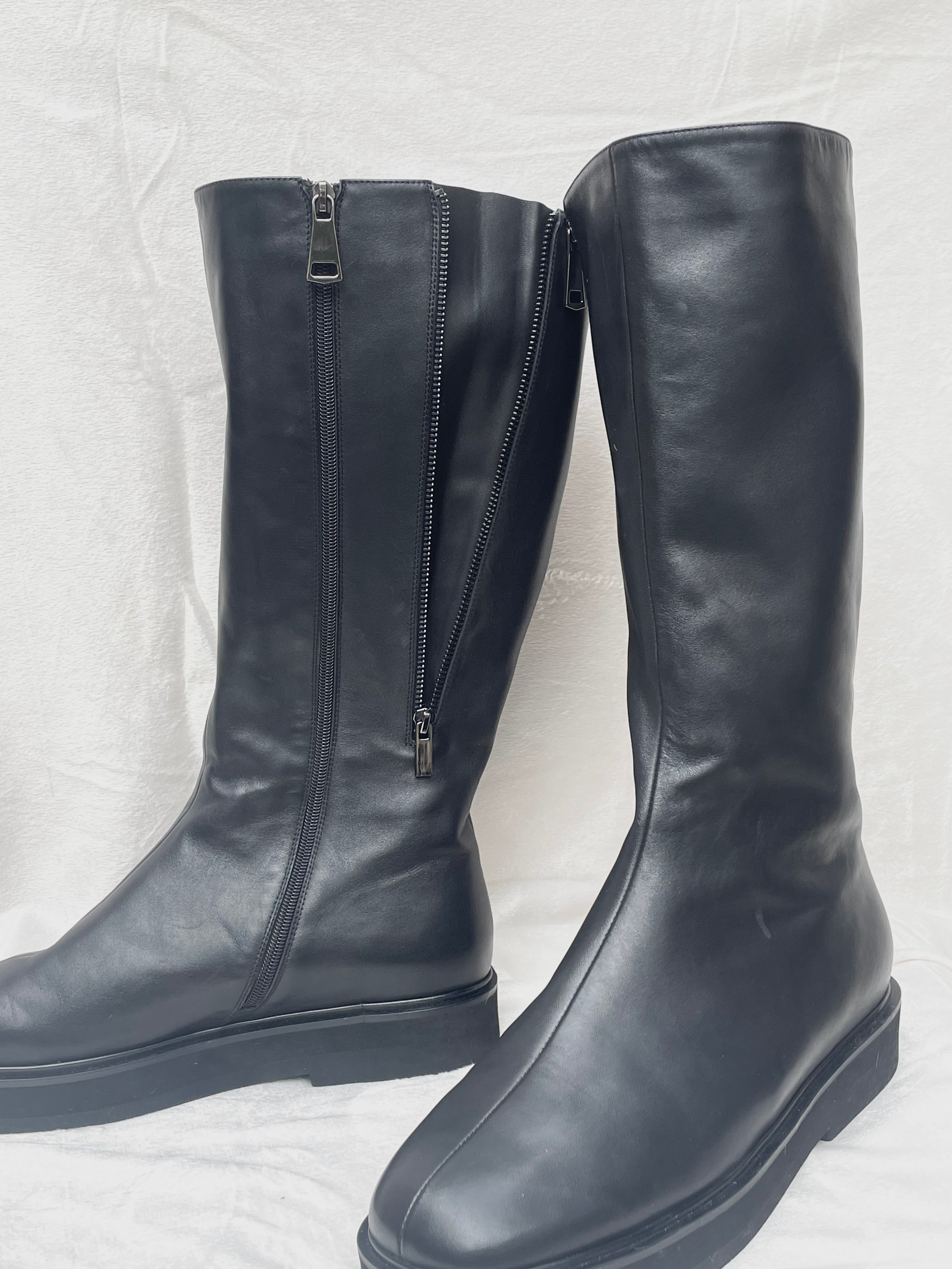 Leather Tall Platform Boots Women's